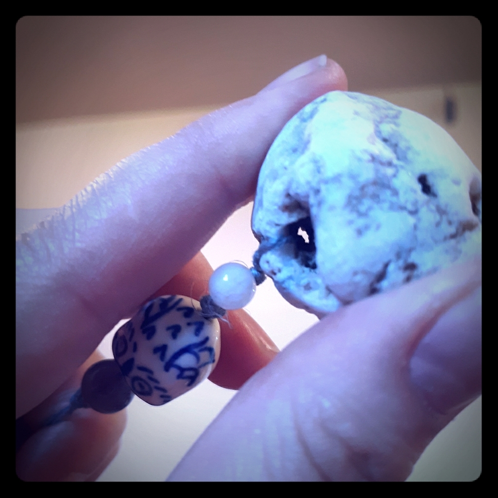 Quartz Hag Stone Necklace with Owl &Crystal Beads